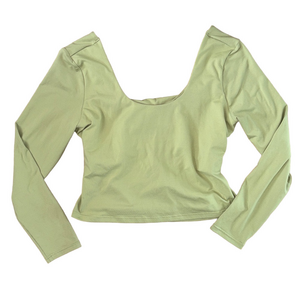 Fabletics Green Long Sleeve Crop Top Size Medium